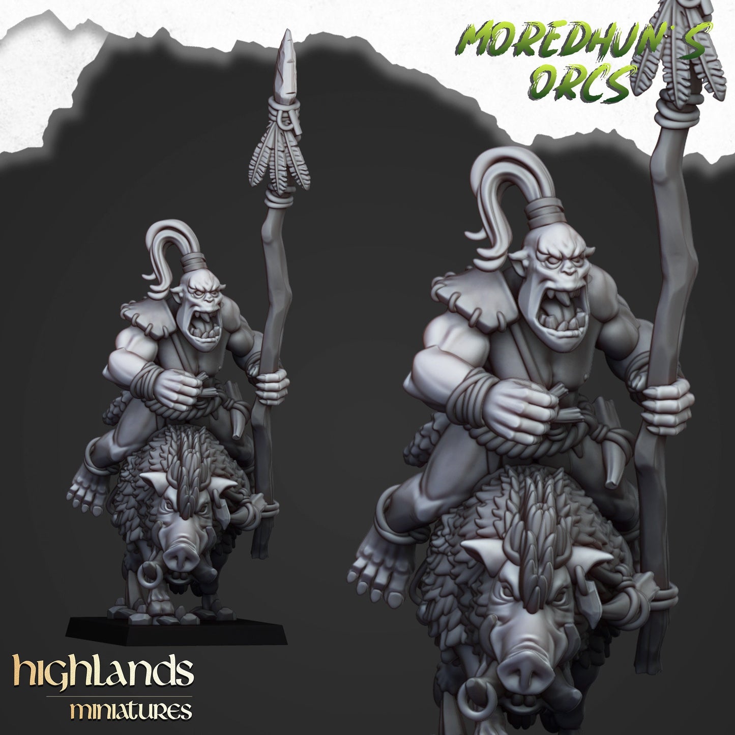 Feral Orc Boar Calvary Unit By Highland Miniatures