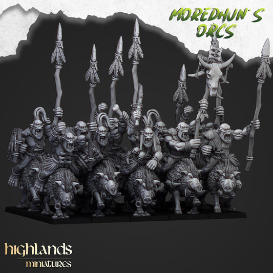 Feral Orc Boar Calvary Unit By Highland Miniatures