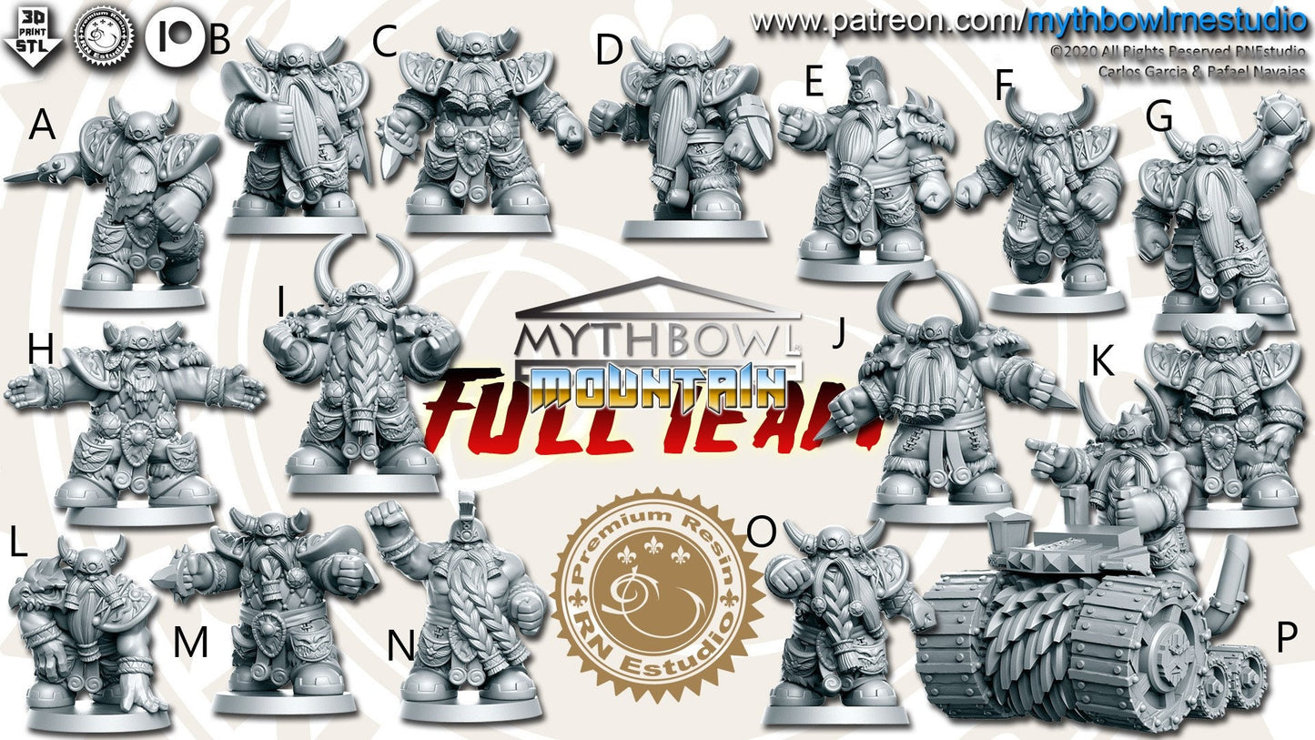 Mountain Dwarf Team from Mythbowl by RN Estudio Miniatures