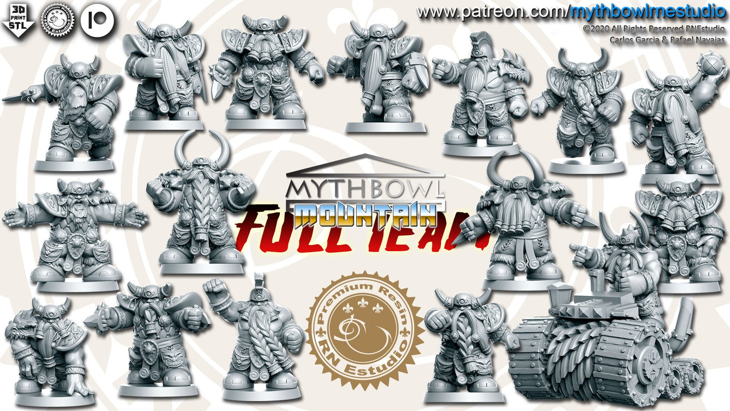 Mountain Dwarf Team from Mythbowl by RN Estudio Miniatures