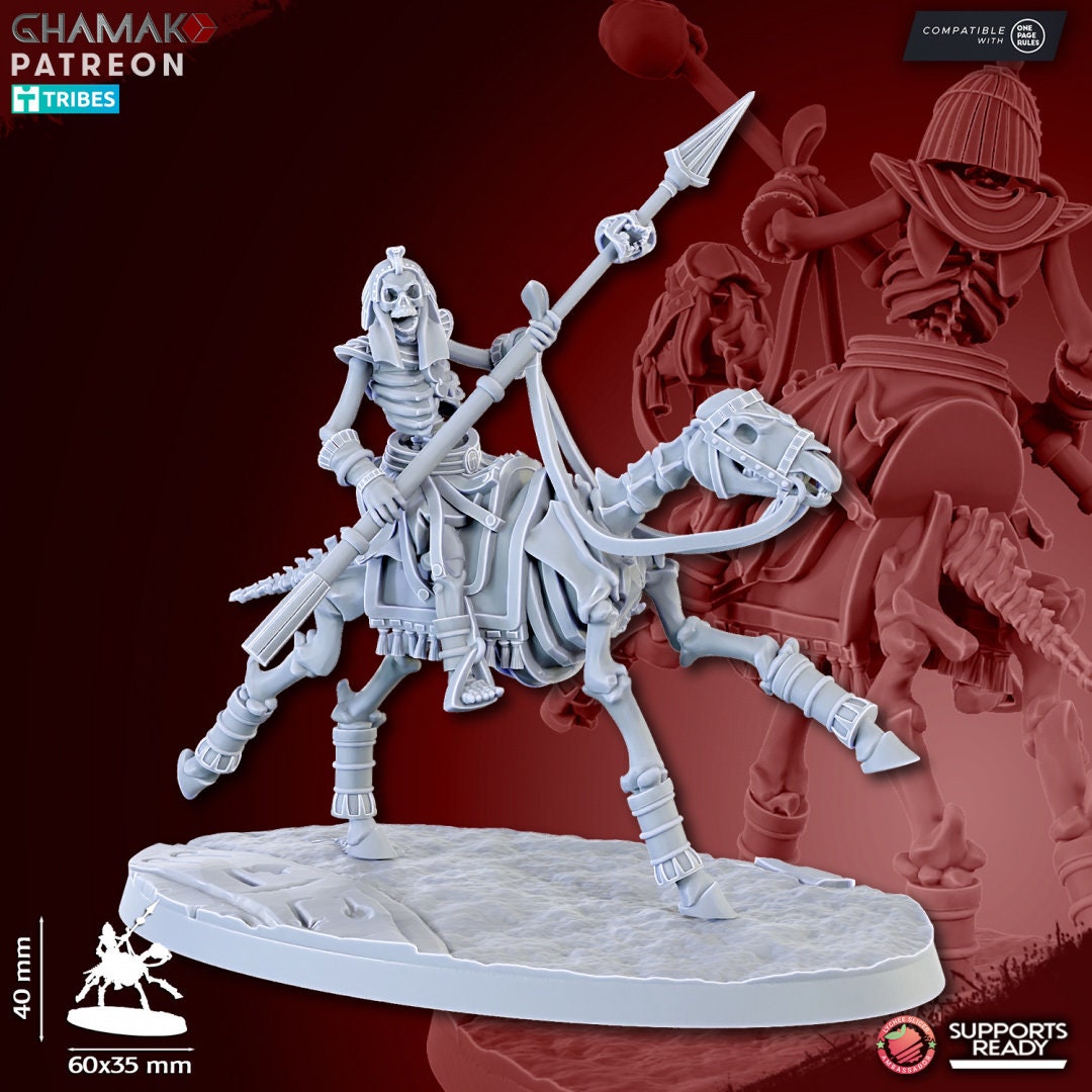 Sand Skeleton Horsemen with Spears by Ghamak Miniatures