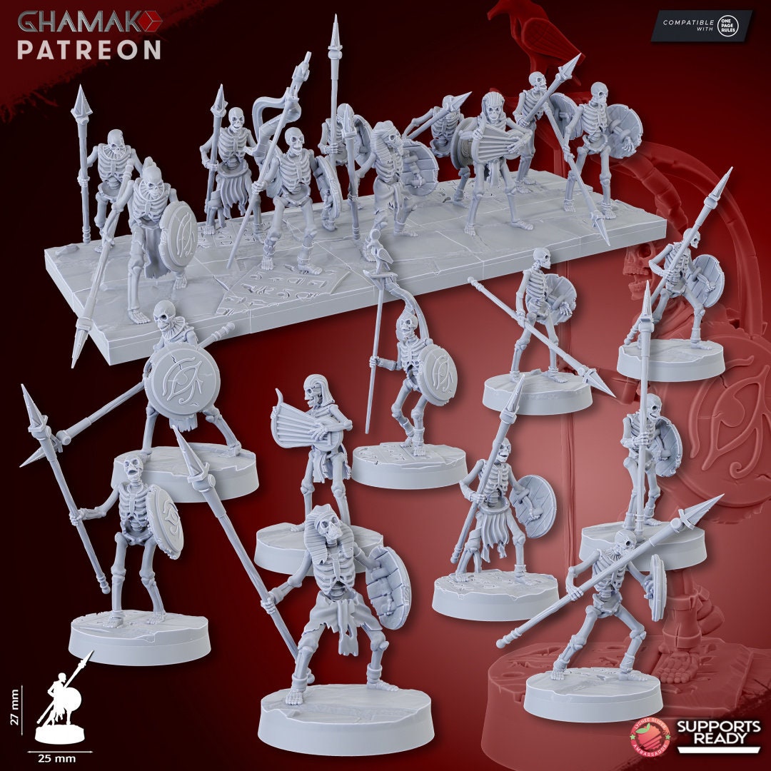 Sand Skeleton Spearmen by Ghamak Miniatures