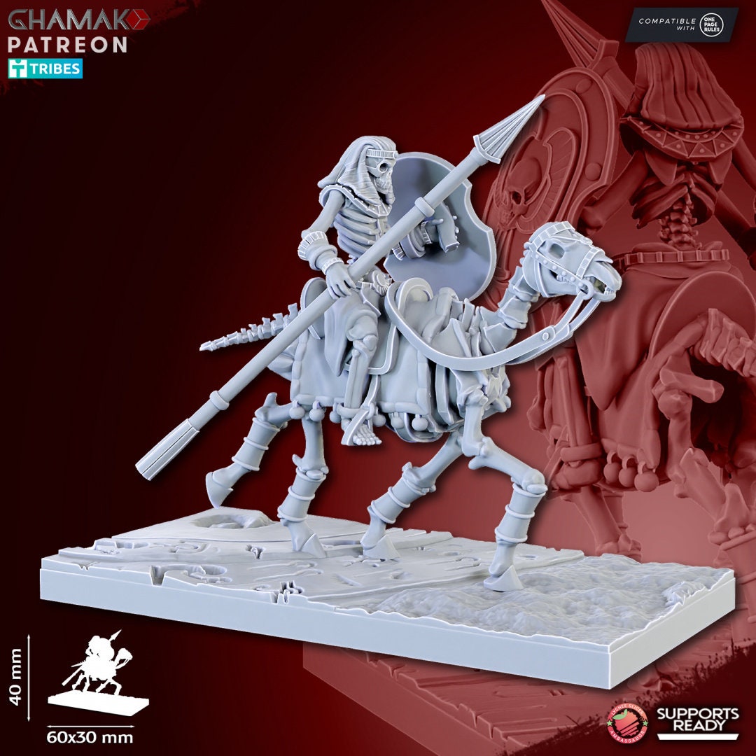 Sand Skeleton Horsemen with Spears by Ghamak Miniatures