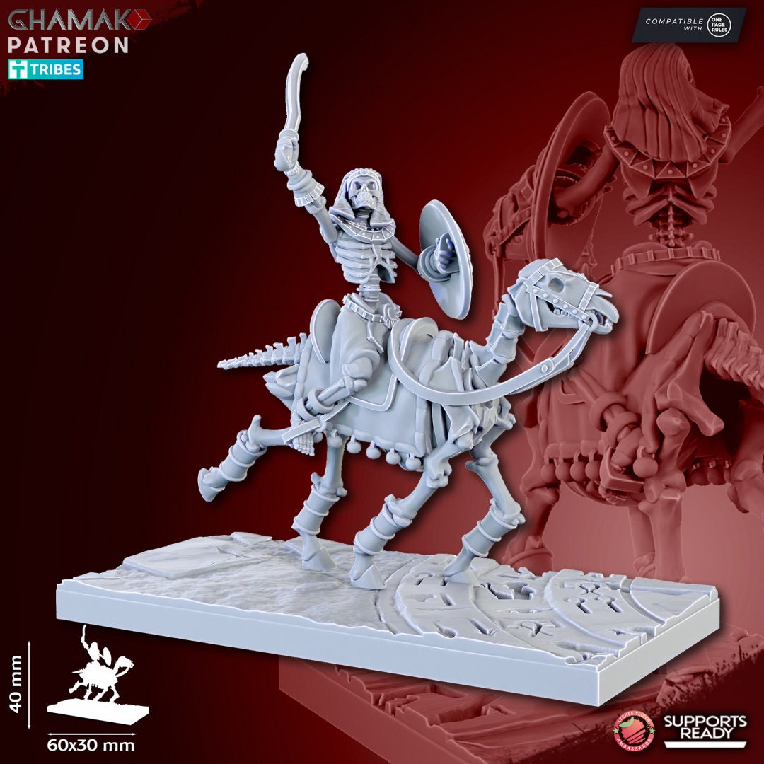 Sand Skeleton Horsemen with Spears by Ghamak Miniatures