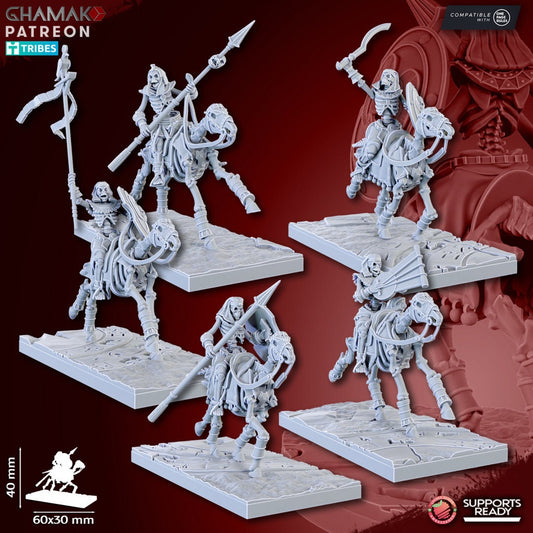 Sand Skeleton Horsemen with Spears by Ghamak Miniatures