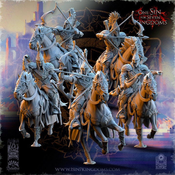 Silvermoor Elves Archers Cavalry by Beholder Miniatures