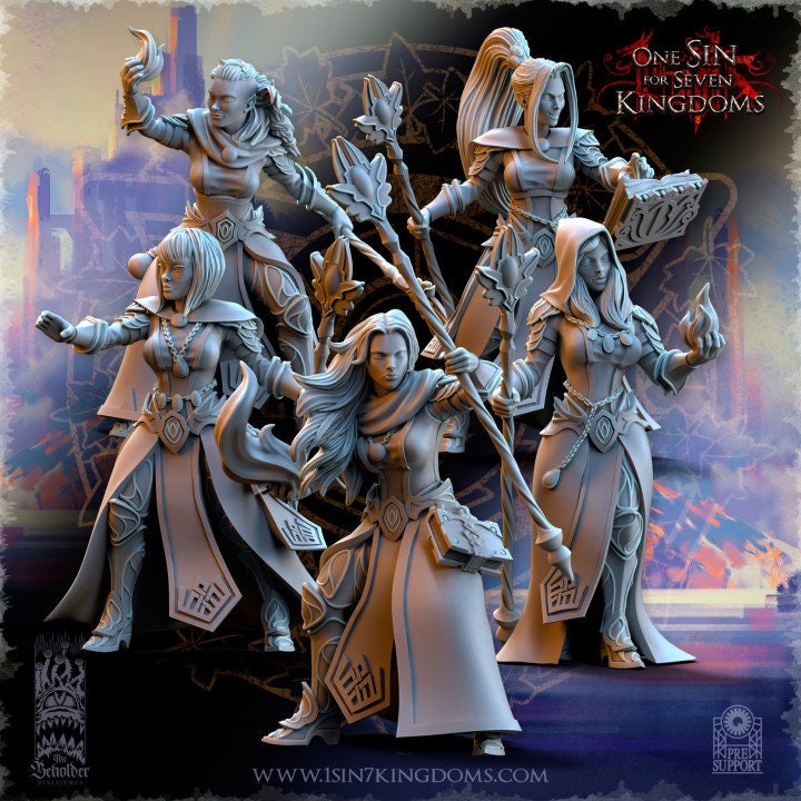 Silvermoor Elves Sorceresses of the Inner Circle by Beholder Miniatures