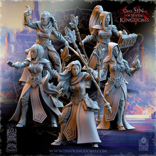 Silvermoor Elves Sorceresses of the Inner Circle by Beholder Miniatures