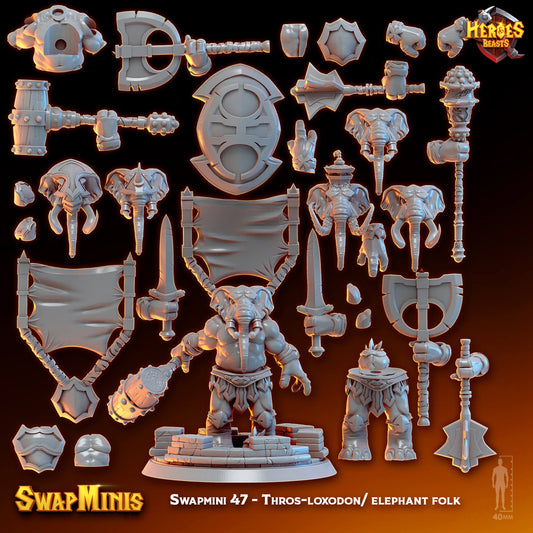 Thros-loxodon/ Elephant folk "Swapmini 47" For D&D Dungeons and Dragons • Tabletop Gaming • Wargaming miniatures