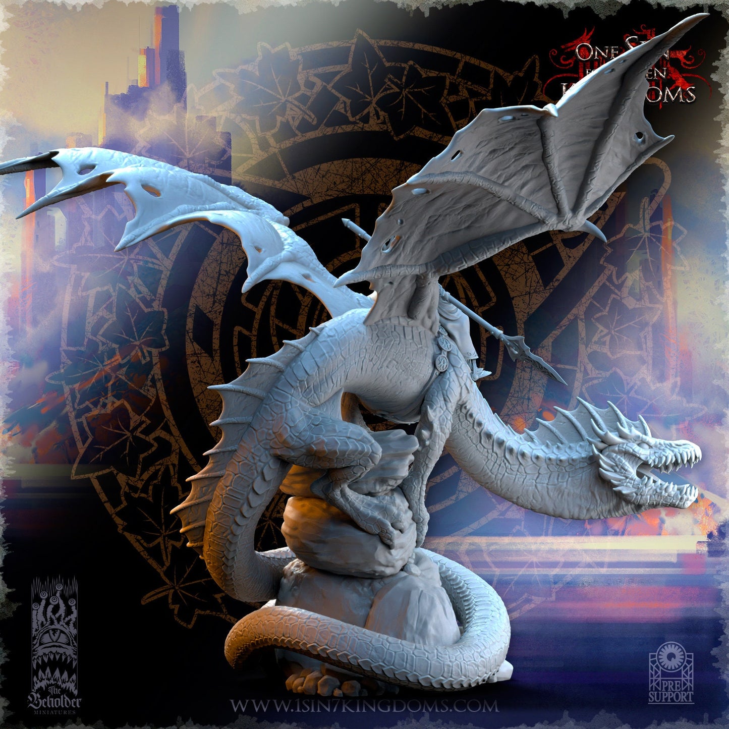 Ynariel, Princess of Elves on Dragon by Beholder Miniatures