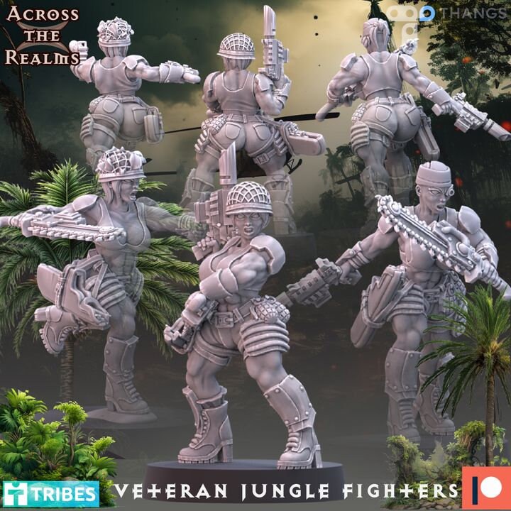 Pinup Veteran Jungle Fighter Babes by Across the Realms Miniatures