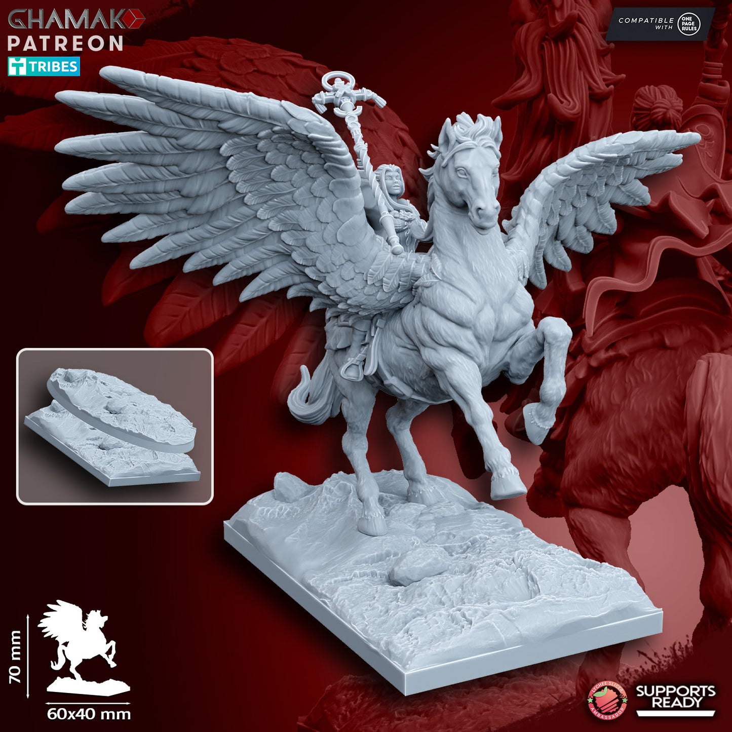 Sunev (Life magic) Wizard on Pegasus by Ghamak Miniatures