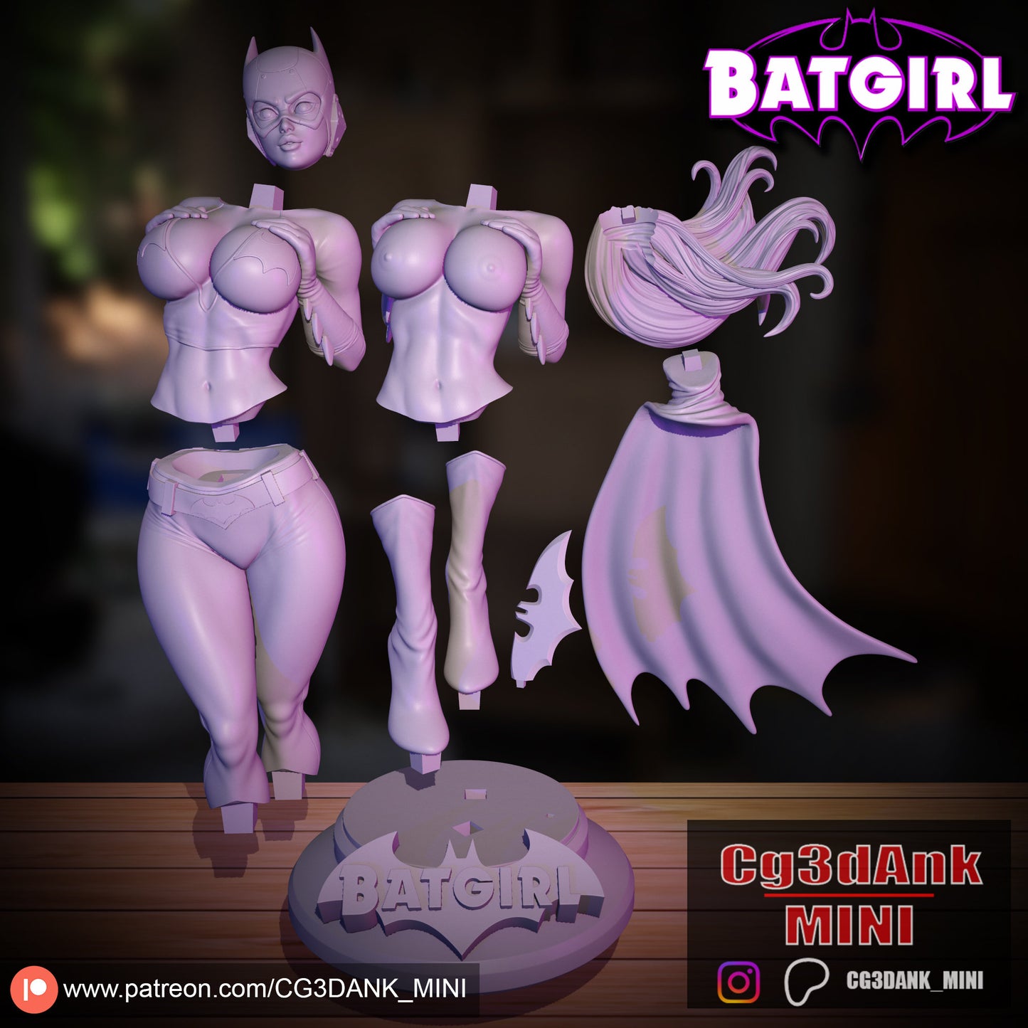 Bombshell Dark Knight by Cg3dAnk_Mini Pin Up Miniatures