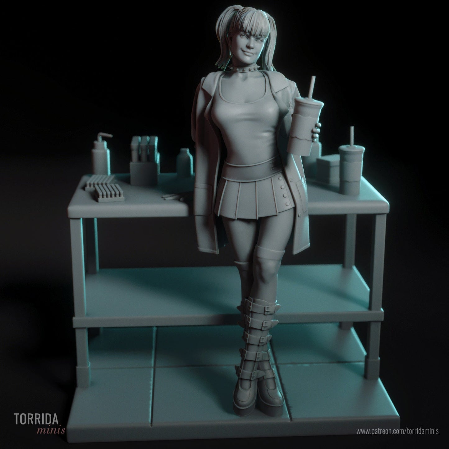 Goth Scientist Statue Model Kit by Torrida Minis