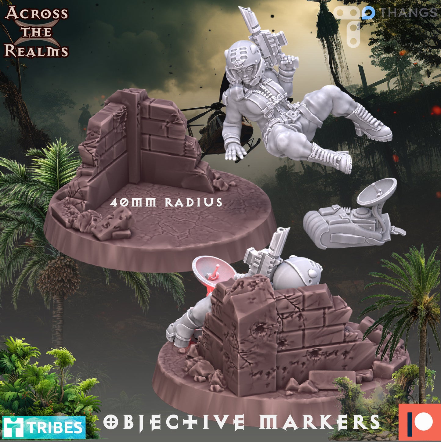 Pinup Jungle Fighter Objective Markers by Across the Realms Miniatures