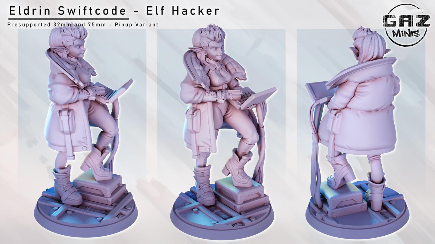 Eldrin Swiftcode - Elf Hacker by Gaz Pin Up Miniatures