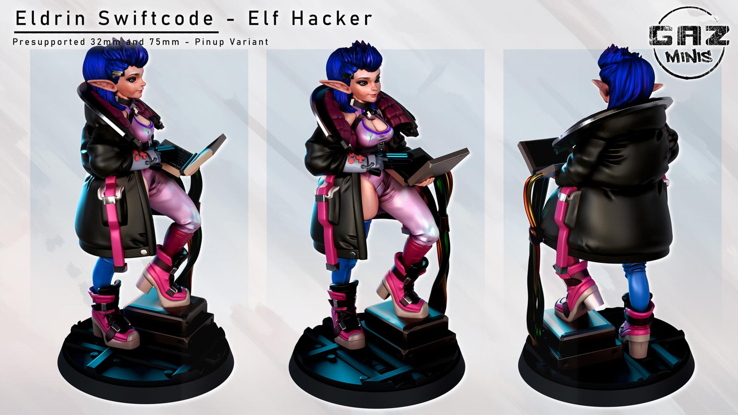 Eldrin Swiftcode - Elf Hacker by Gaz Pin Up Miniatures