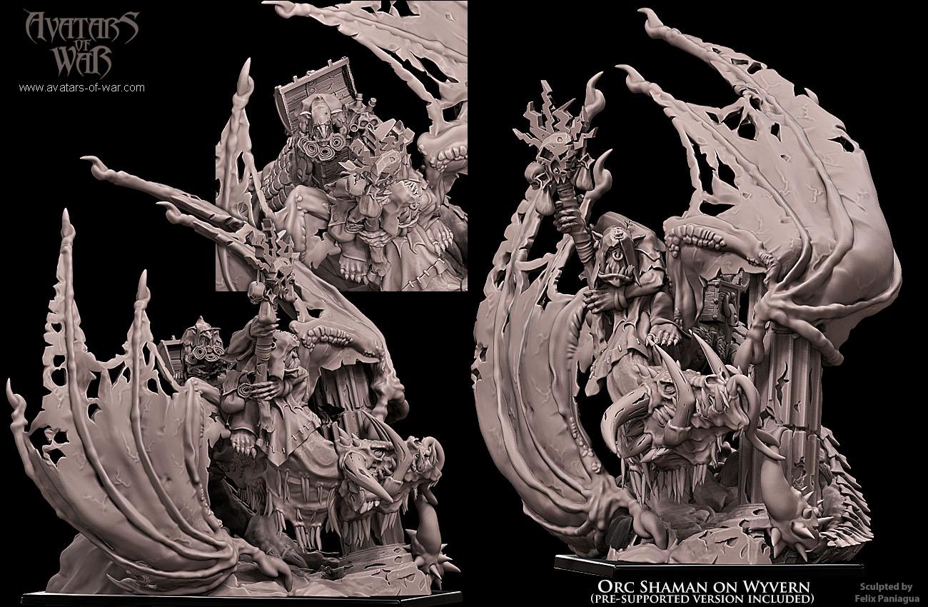 Orc Shaman on Wyvern by Avatars of War Miniatures