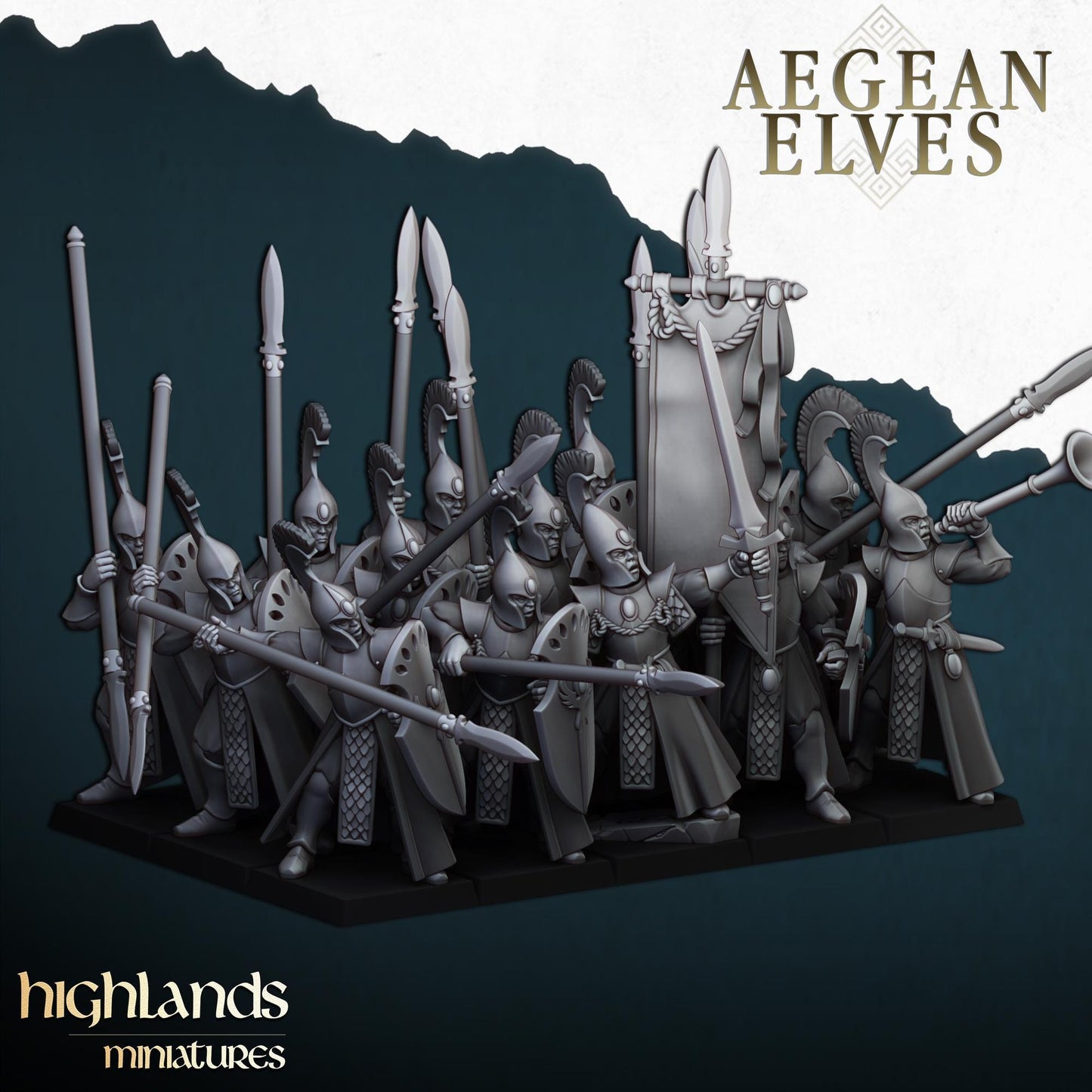 Spearmen Unit of Aegean Elves  by Highland Miniatures