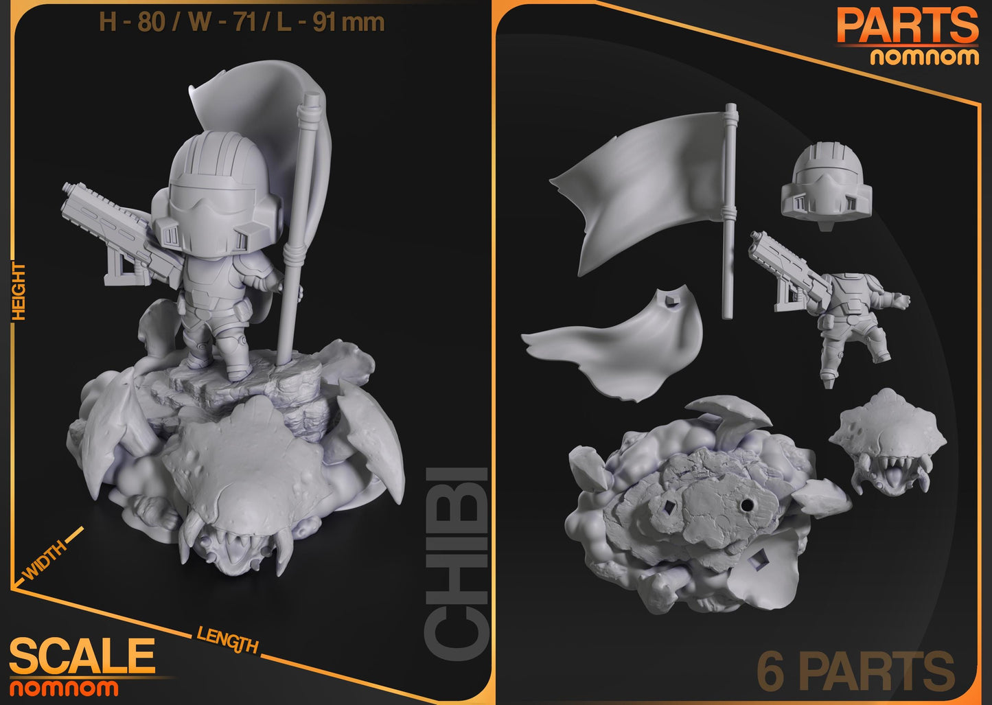 Chibi Helldiver Statue Model Kit by Nom Nom Figures