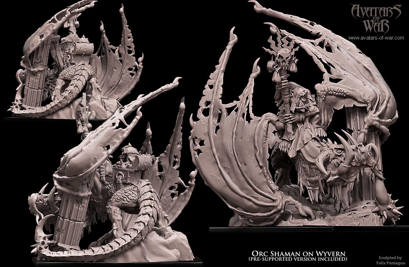 Orc Shaman on Wyvern by Avatars of War Miniatures