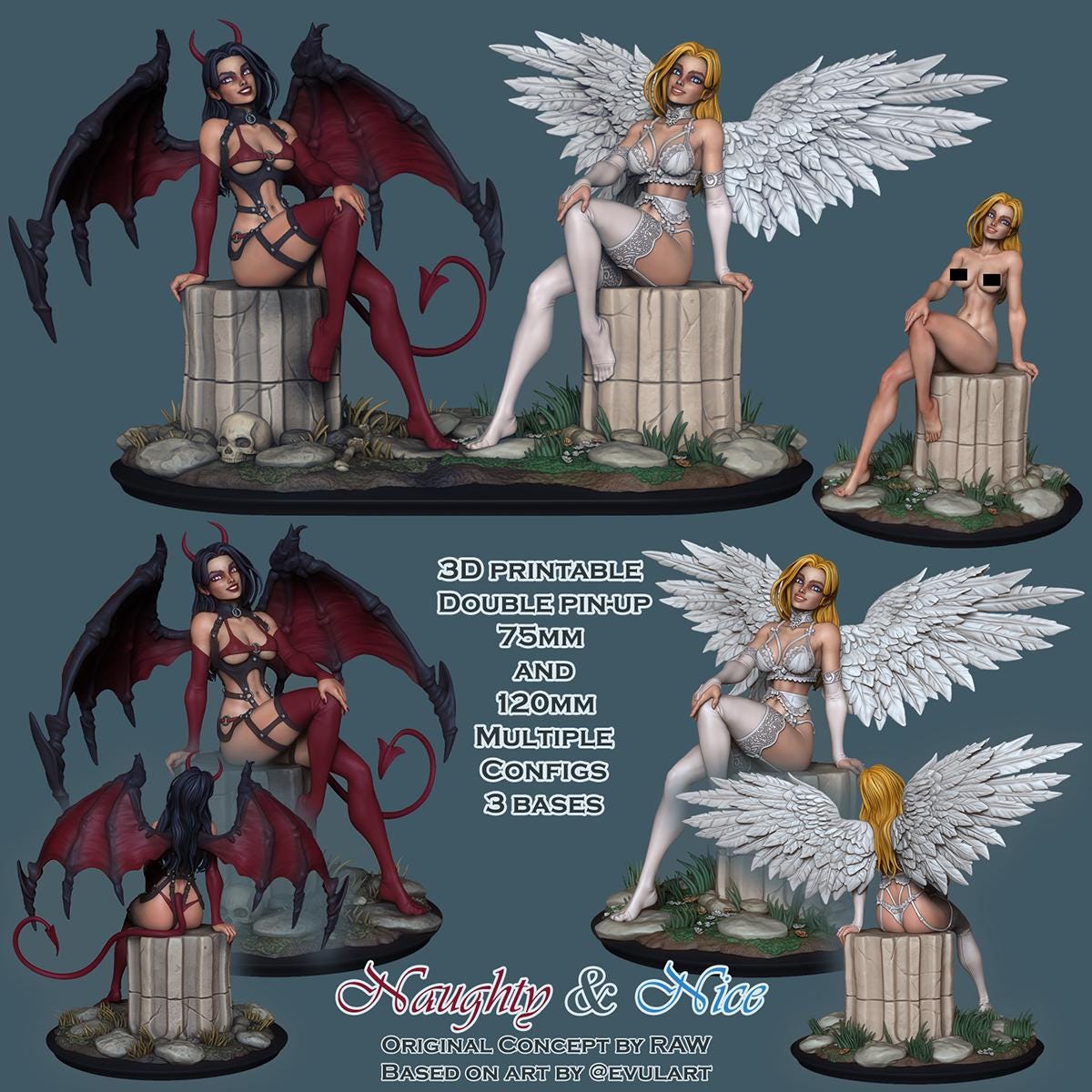 Naughty and Nice - Double Pin Up Model Kits by Ronin Arts Workshop Miniatures