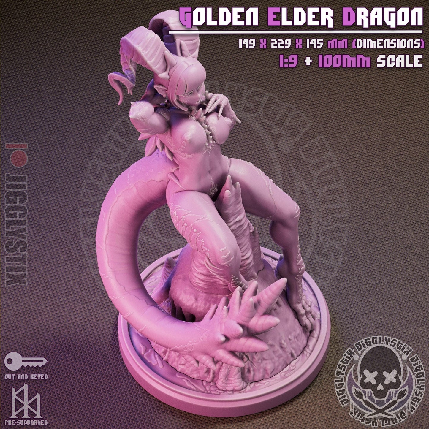 Golden Elder Dragon by Jigglystix Pin Up Factory Miniatures