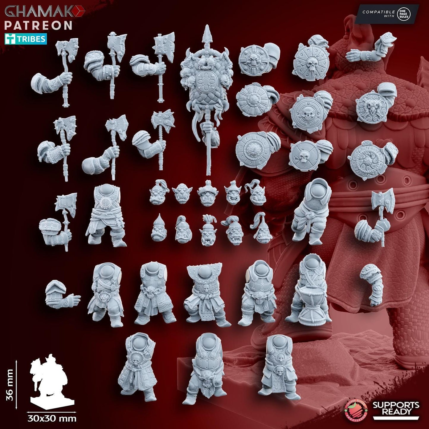 Grey waste orcs with melee weapon and shield by Ghamak Miniatures