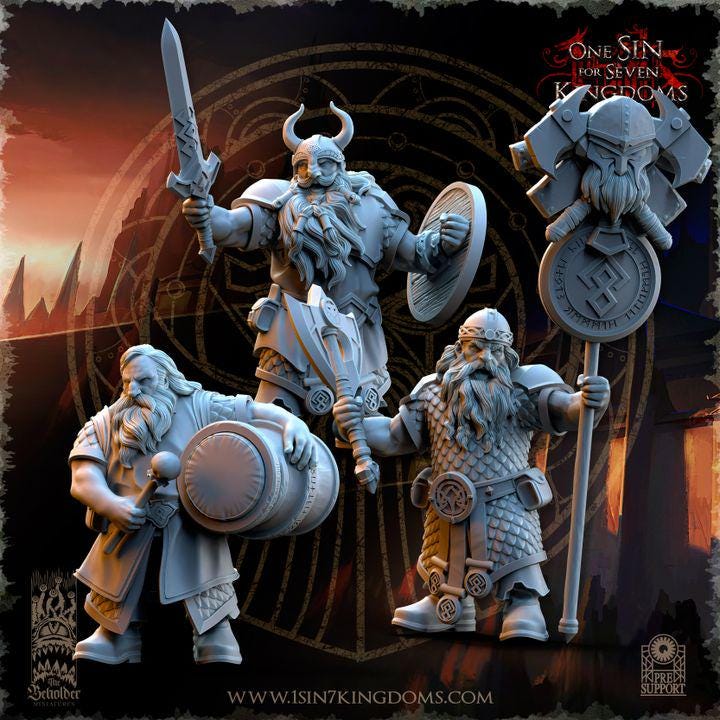 Dwarven Kingdoms Warriors with Axes and Hammers by Beholder Miniatures