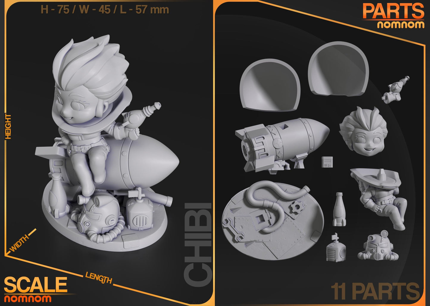 Chibi Nuka Girl Statue Model Kit by Nom Nom Figures