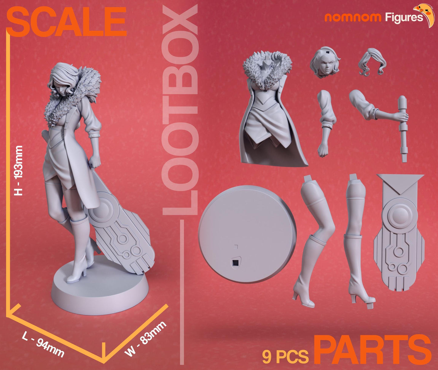 Red Statue Model Kit by Nomnom Figures