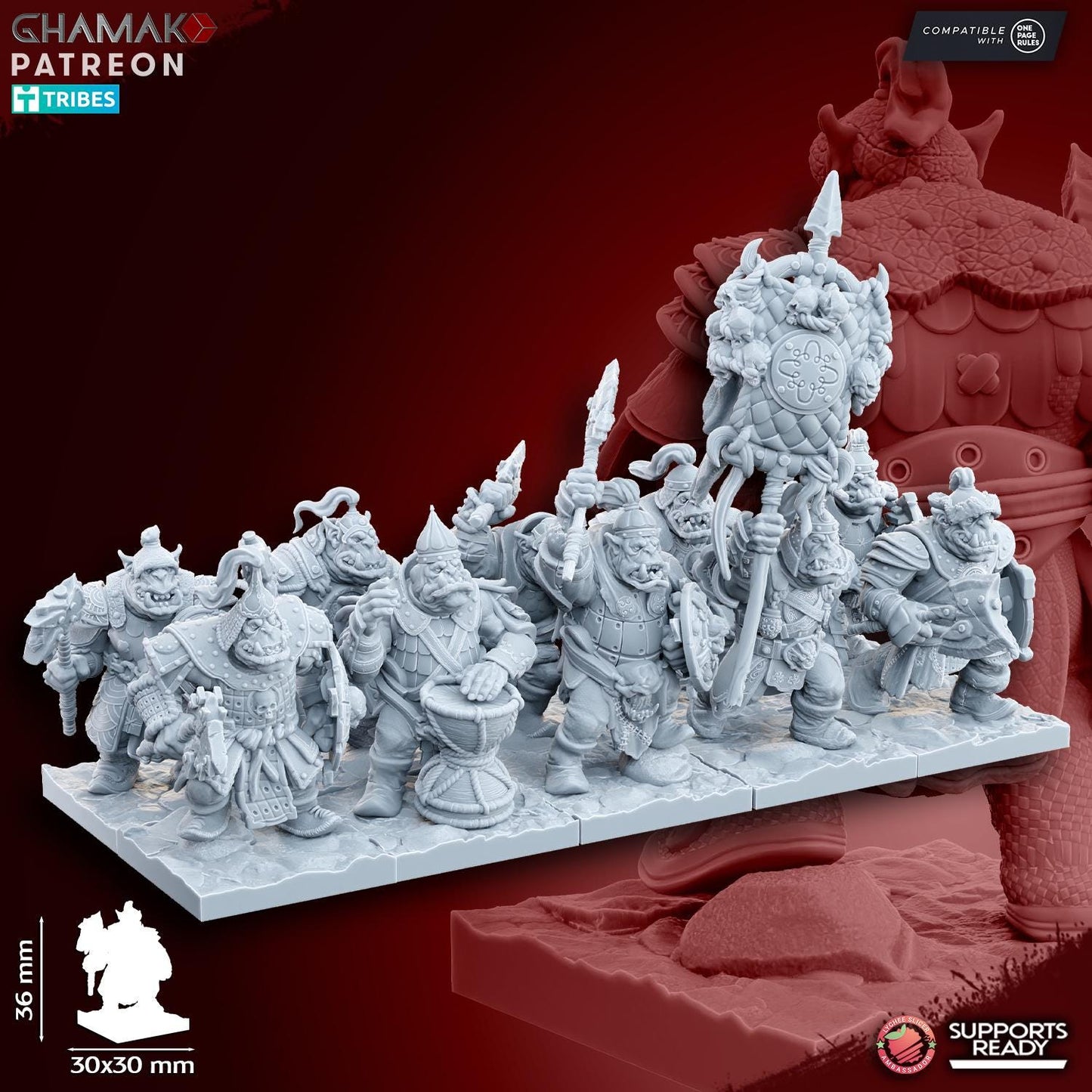 Grey waste orcs with melee weapon and shield by Ghamak Miniatures