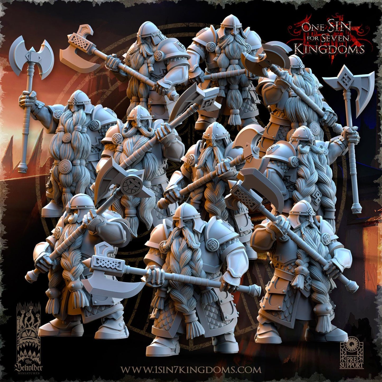 Dwarven Kingdoms Warriors with Axes and Hammers by Beholder Miniatures